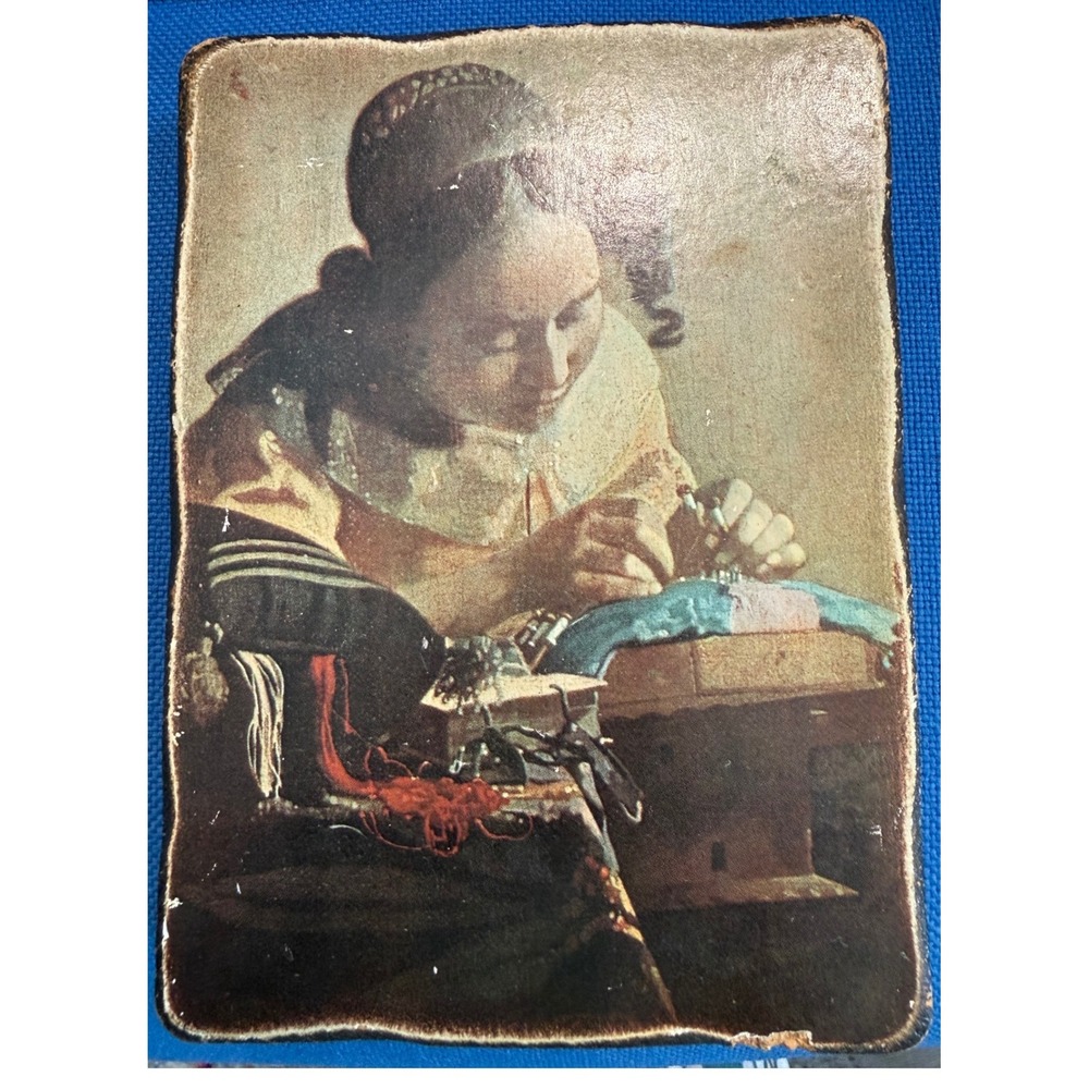 Johannes Vermeer The Lacemaker Vintage Wood Wall Plaque Art Reproduction